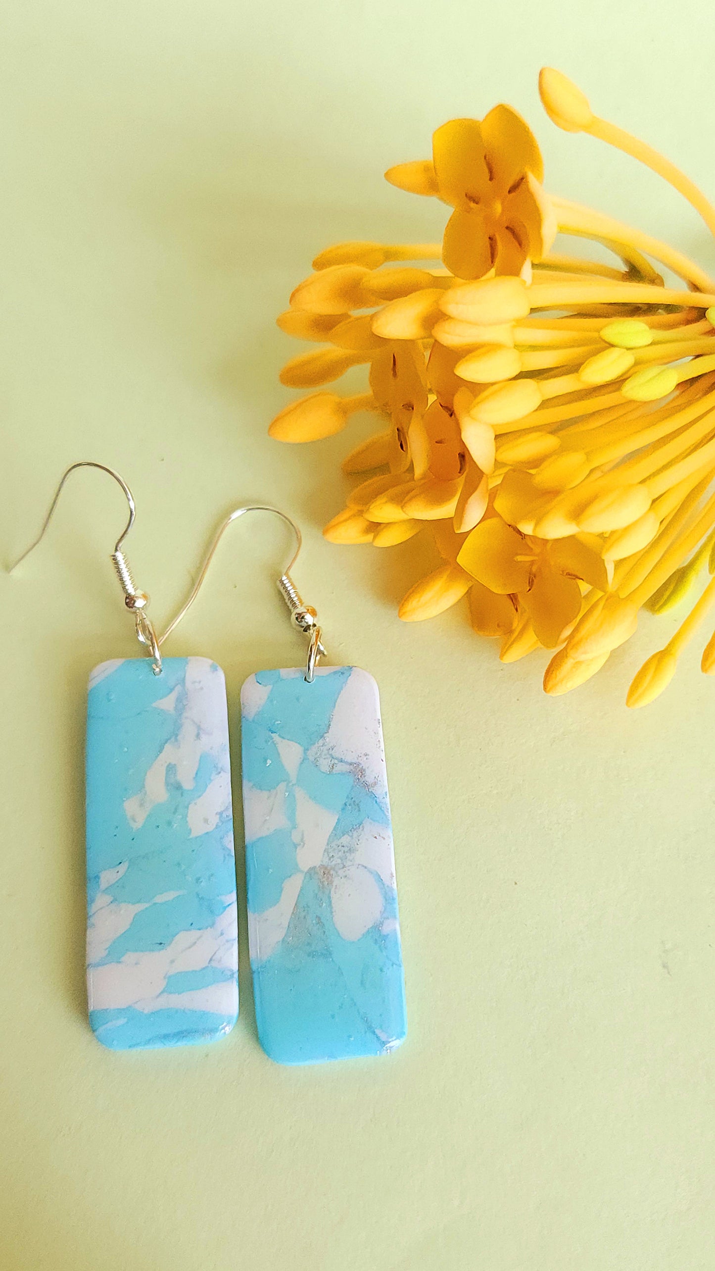 Blue and White Marble Dangles - The Not So Perfect Version