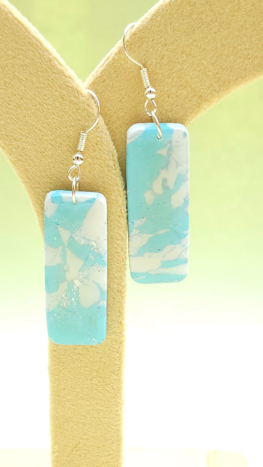 Blue and White Marble Dangles - The Not So Perfect Version