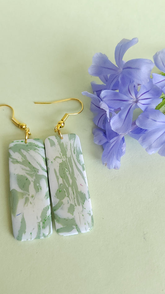 Green and White Marble Dangles - The Not So Perfect Version