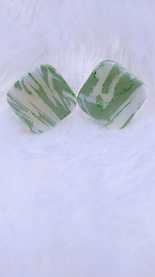 Green and White Marble Studs - The Not So Perfect Version
