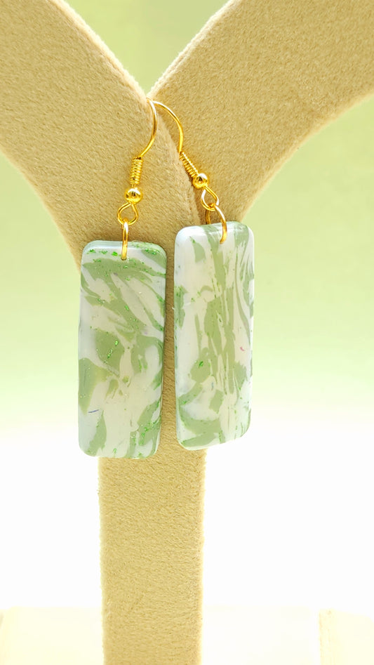 Green and White Marble Dangles - The Not So Perfect Version