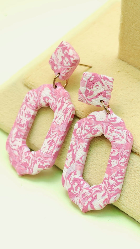 Pink Ecru Marble Dangles